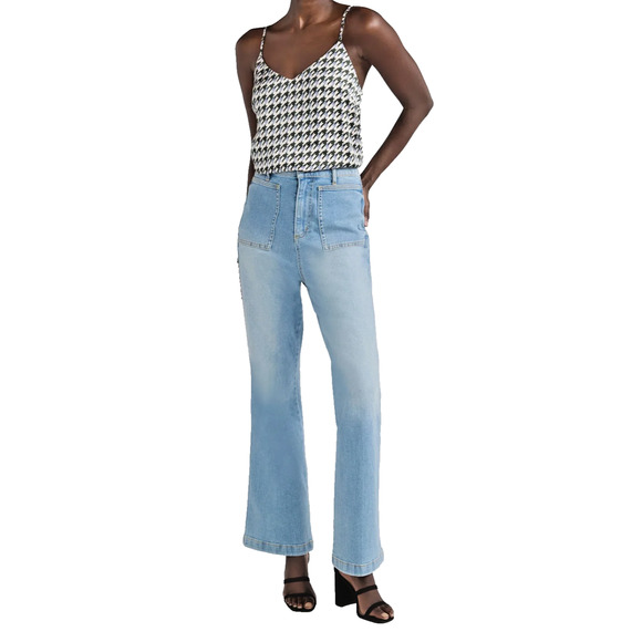 Scoop Womens V-Neck Cami Green Houndstooth Pullover Adjustable Size L (12-14) - Picture 2 of 7